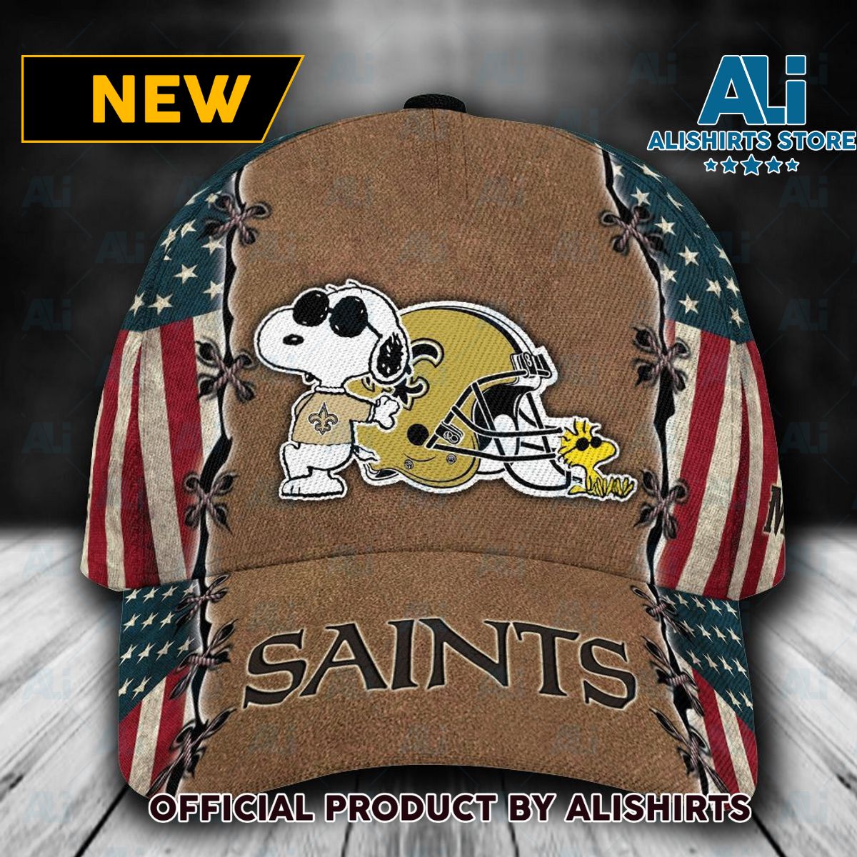 Personalized New Orleans Saints Snoopy USA Flag Classic Cap