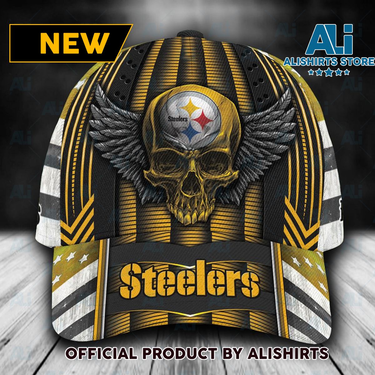 Personalized Pittsburgh Steelers Skull Wings Classic Cap