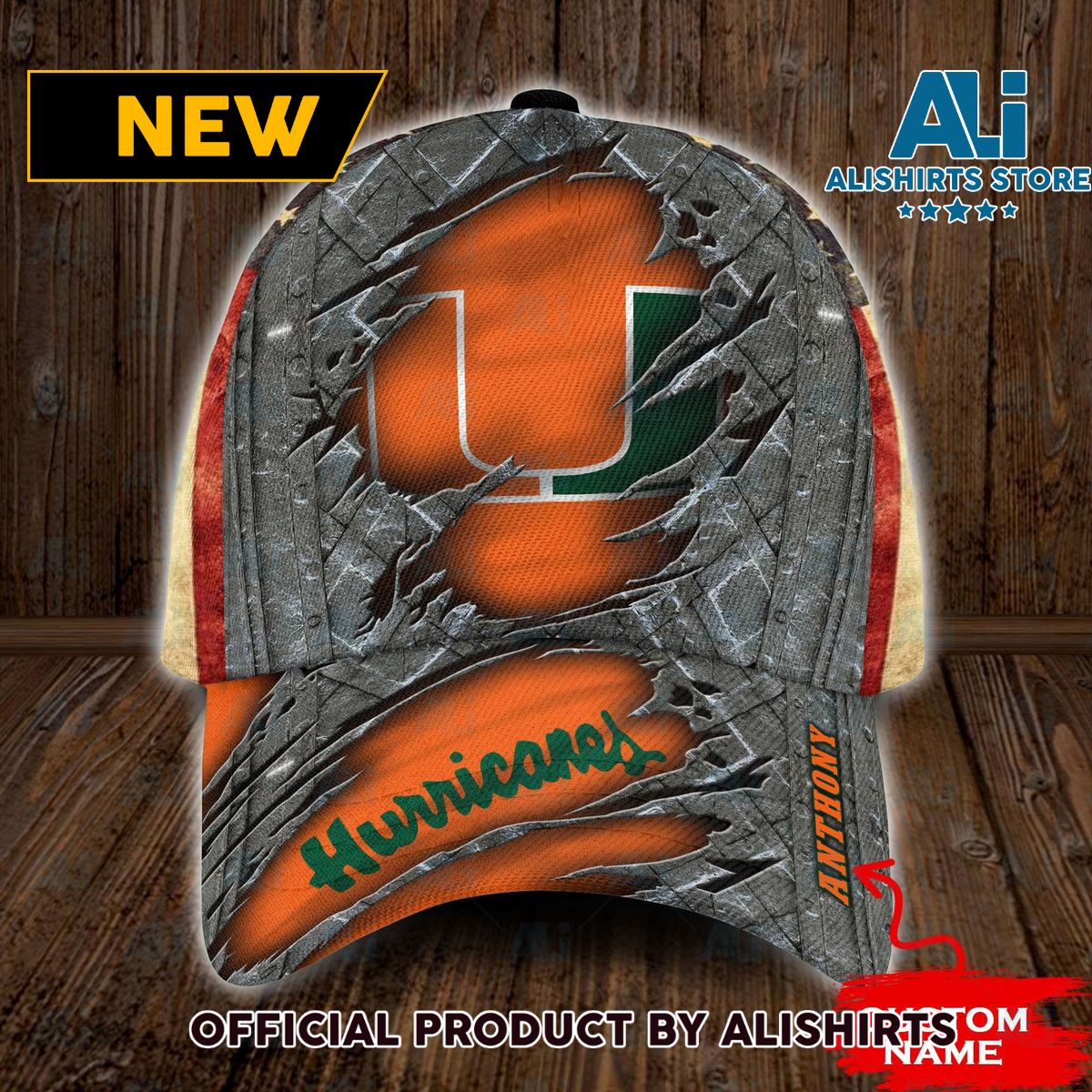 Personalized Miami Hurricanes USA Flag Rivet Pattern Classic Cap