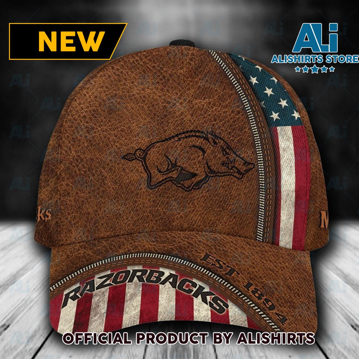 Personalized Arkansas Razorbacks USA Flag Classic Cap