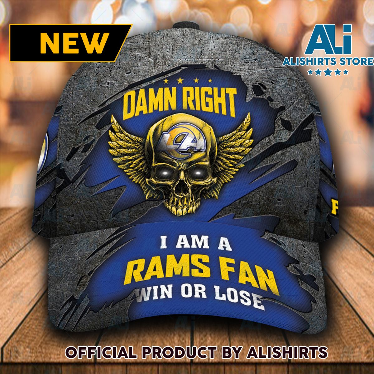 Personalized Los Angeles Rams Luxury Skull Damn Right Classic Cap