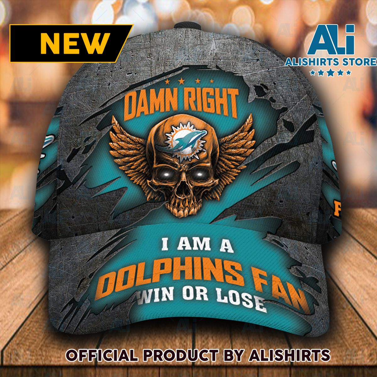 Personalized Miami Dolphins Luxury Skull Damn Right Classic Cap