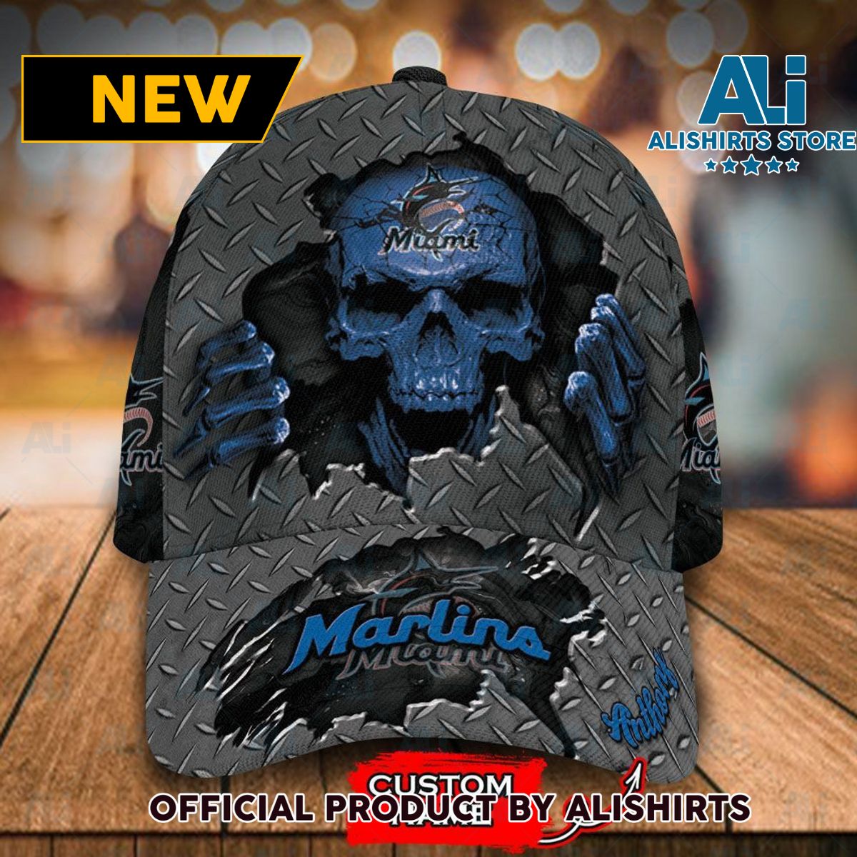 Personalized Miami Marlins Skeleton Classic Cap