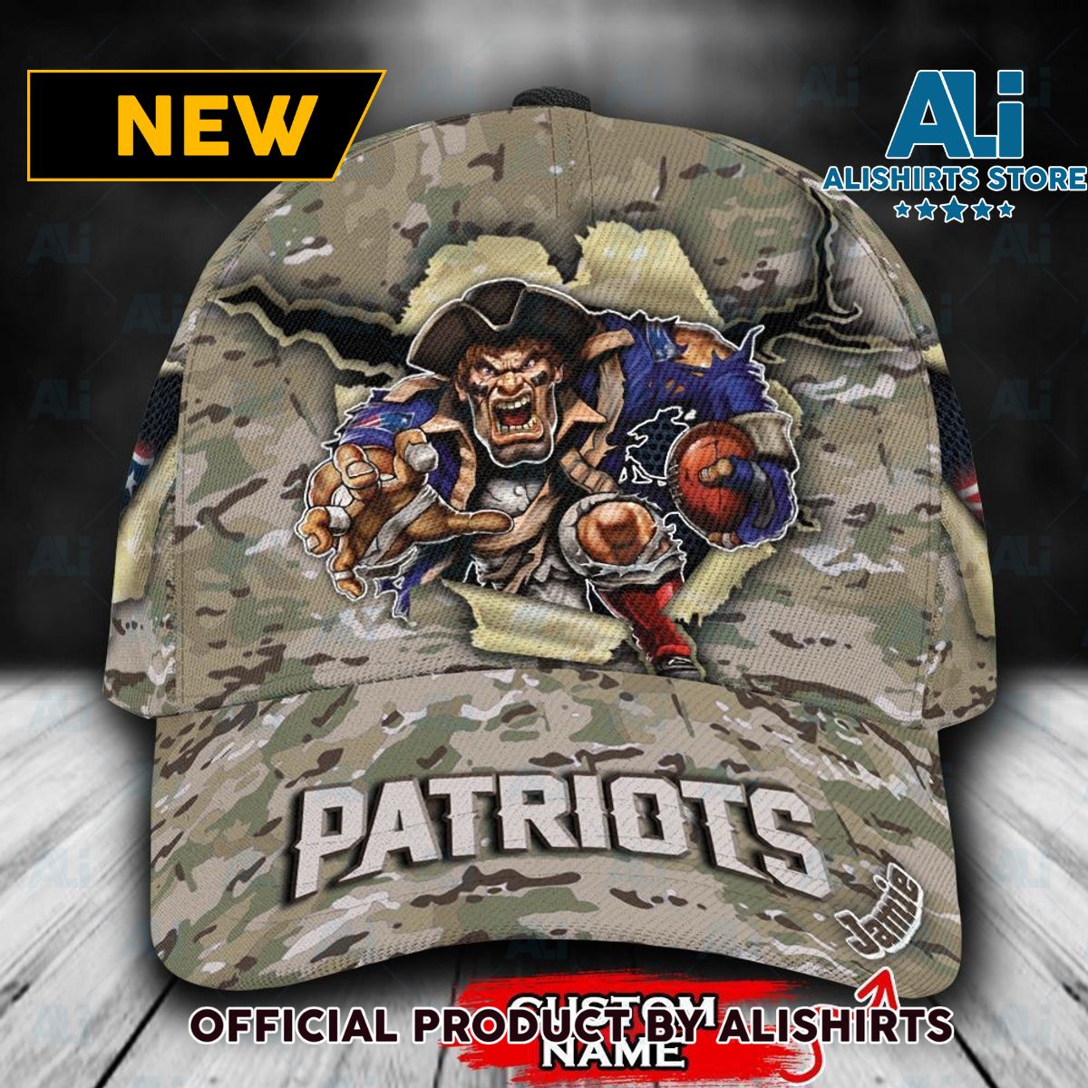 Personalized New England Patriots Camo Pattern Classic Cap