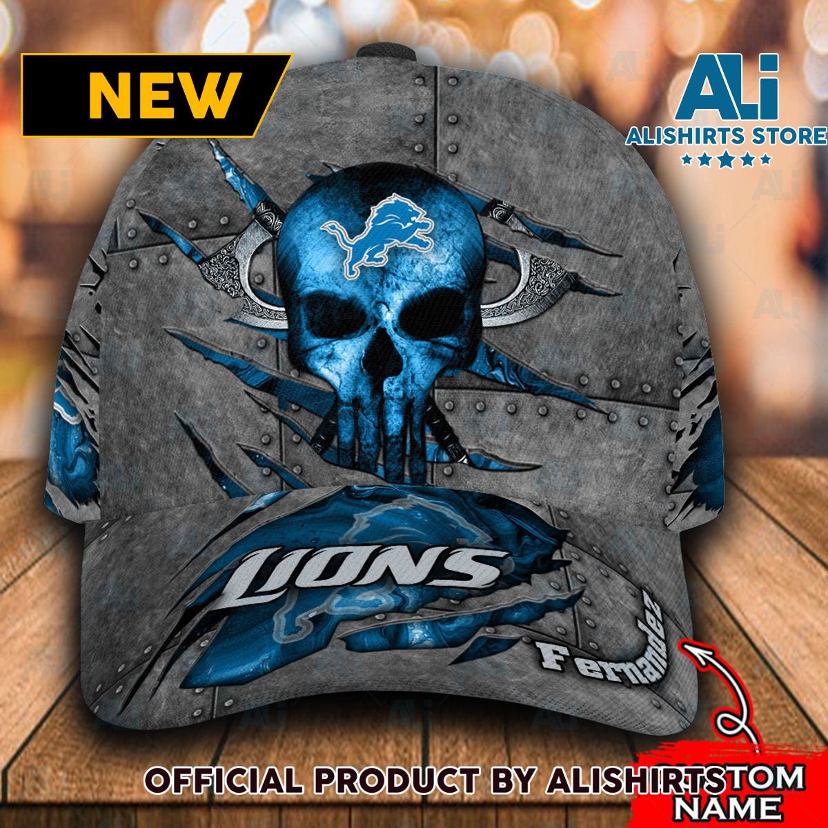 Personalized Detroit Lions The Punisher Skull Classic Cap