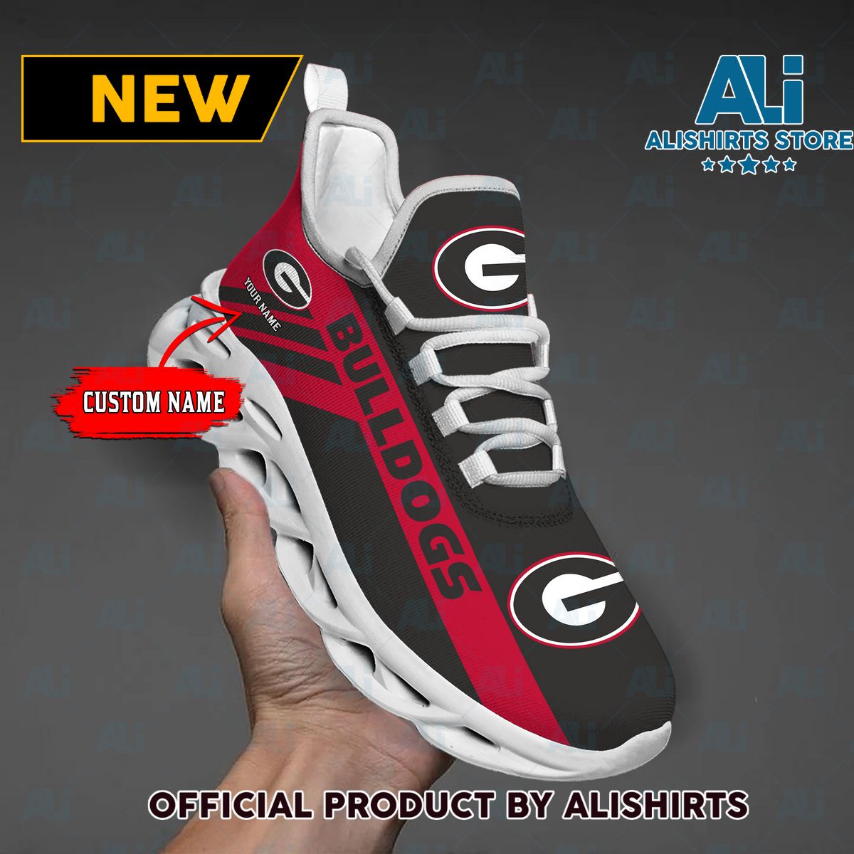 NCAA 1 Georgia Bulldogs Custom Name Max Soul Shoes