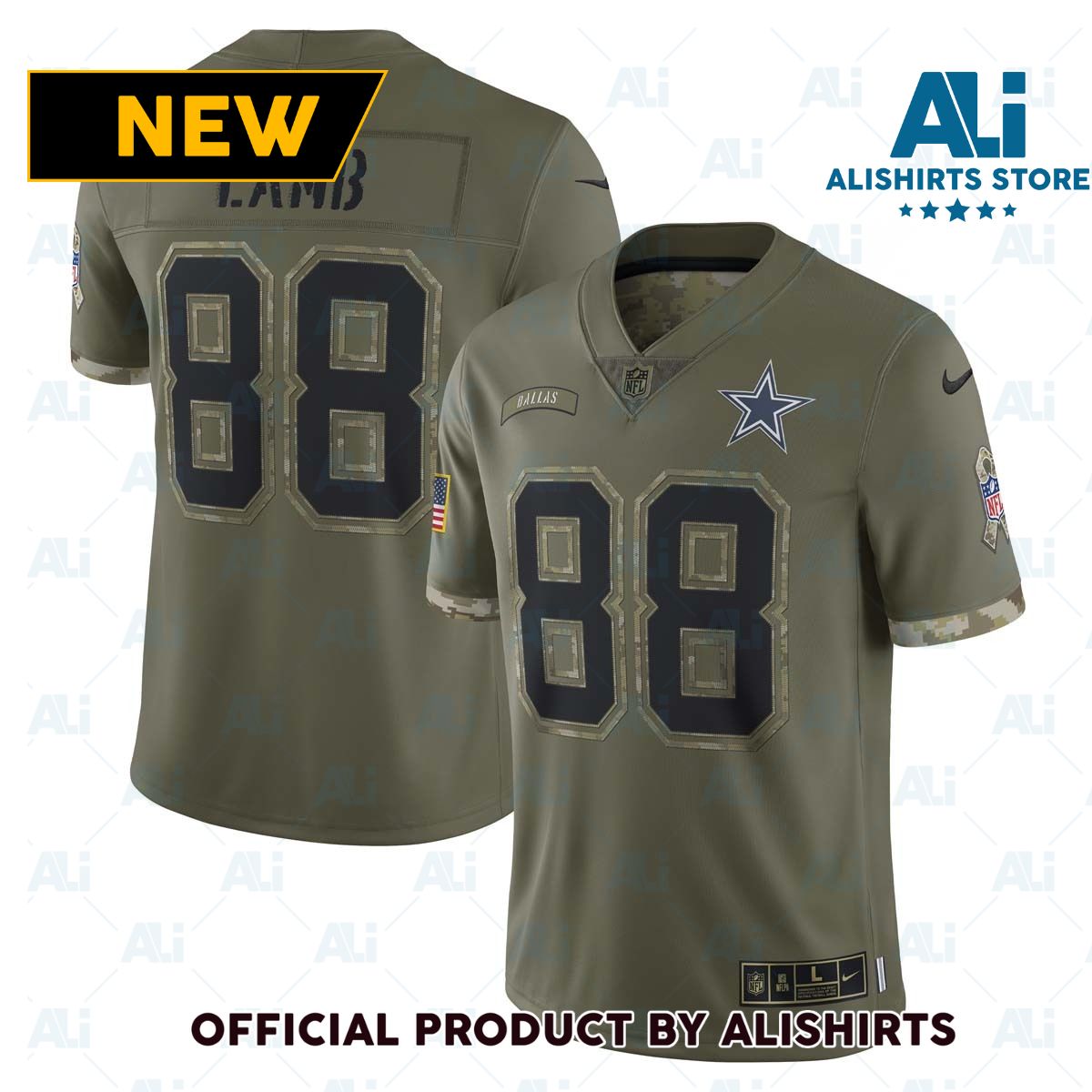 Nike Dallas Cowboys CeeDee Lamb  88 2022 Salute To Service NFL Football Jersey