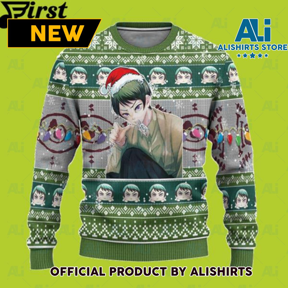 Yushiro Red Demon Slayer Chibi Demon Slayer Ugly Christmas Sweater