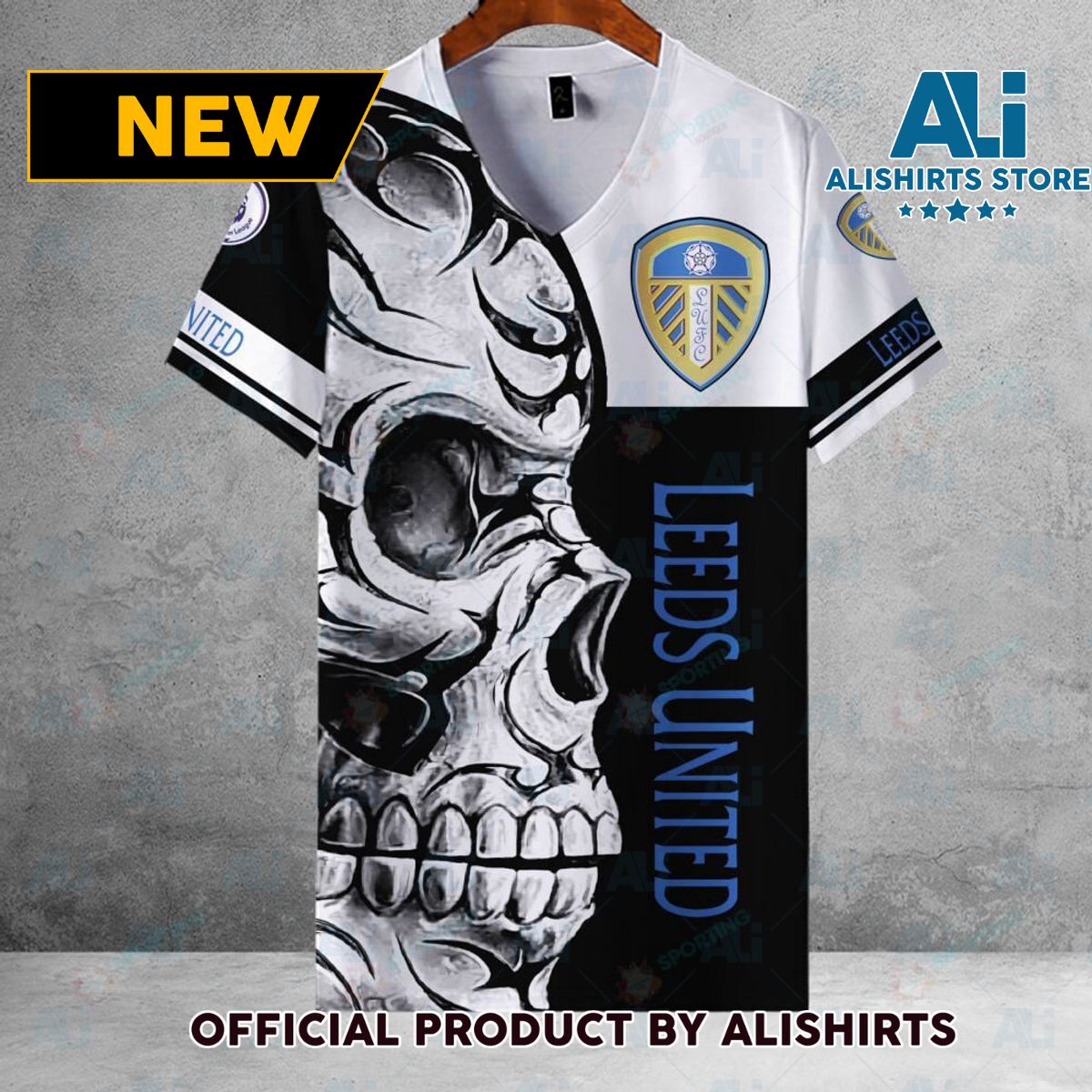 Leeds United FC EPL Skull Football Hawaiian shirt