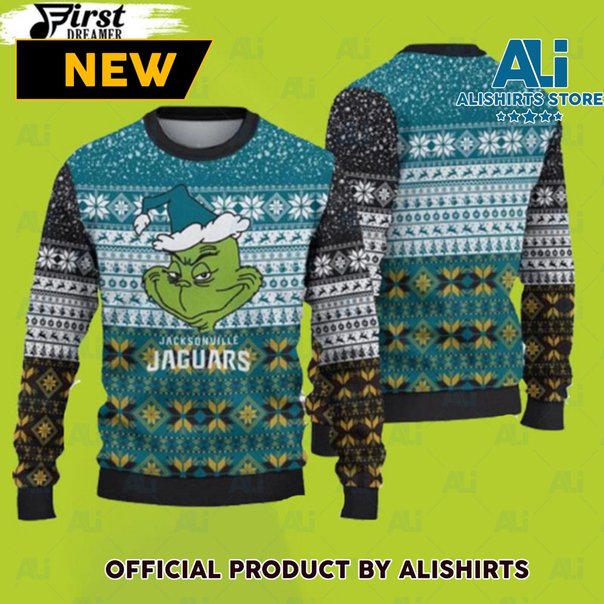 Jacksonville Jaguars Christmas Grinch Ugly Christmas Sweater Jaguars Christmas Sweater