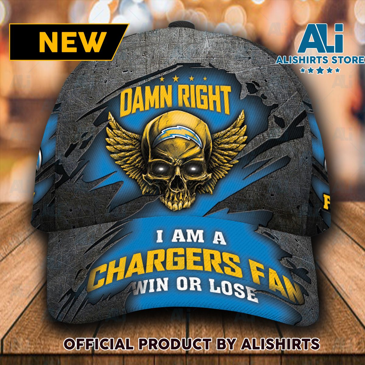 Personalized Los Angeles Chargers Skull Wings Classic Cap