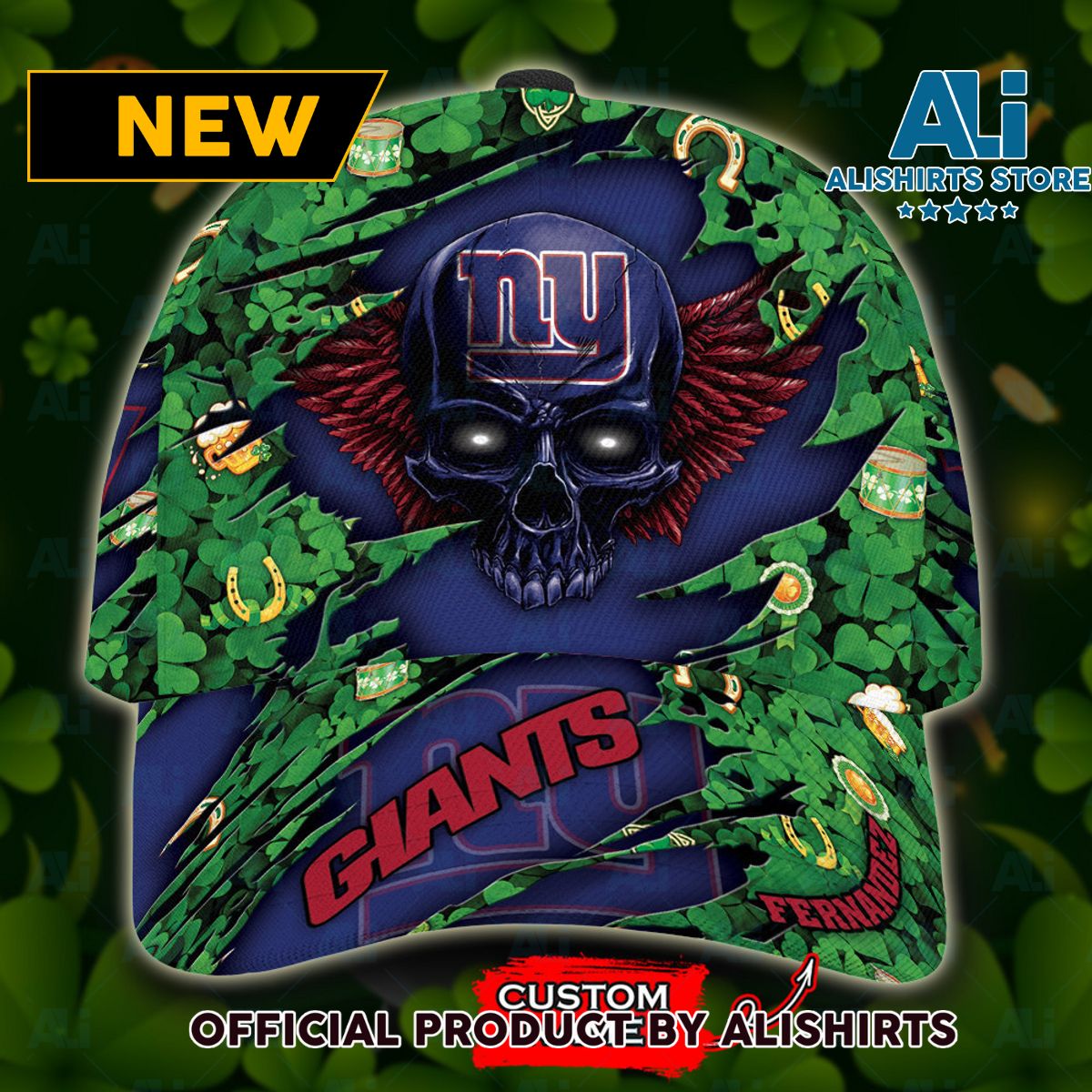 Personalized New York Giants Skull St Patrick Day Classic Cap