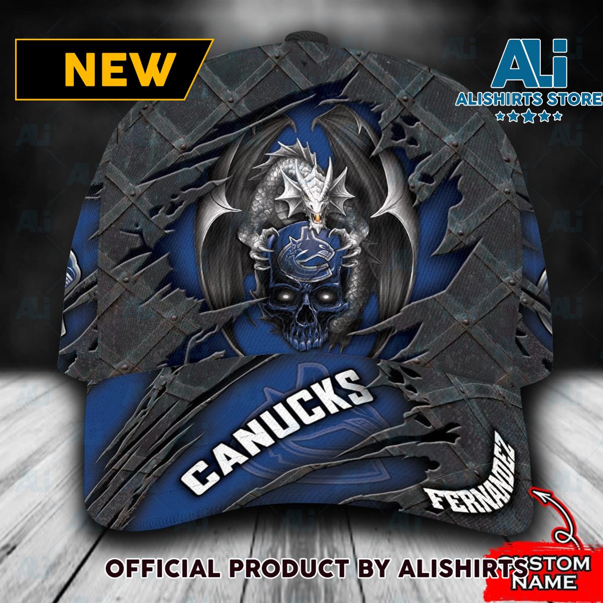 Personalized Vancouver Canucks Skull Dragon Classic Cap