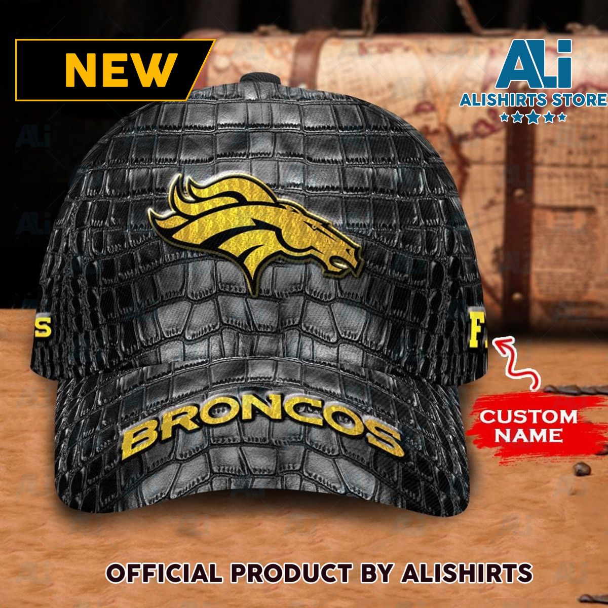 Personalized Denver Broncos Crocodile Skin Pattern Classic Cap