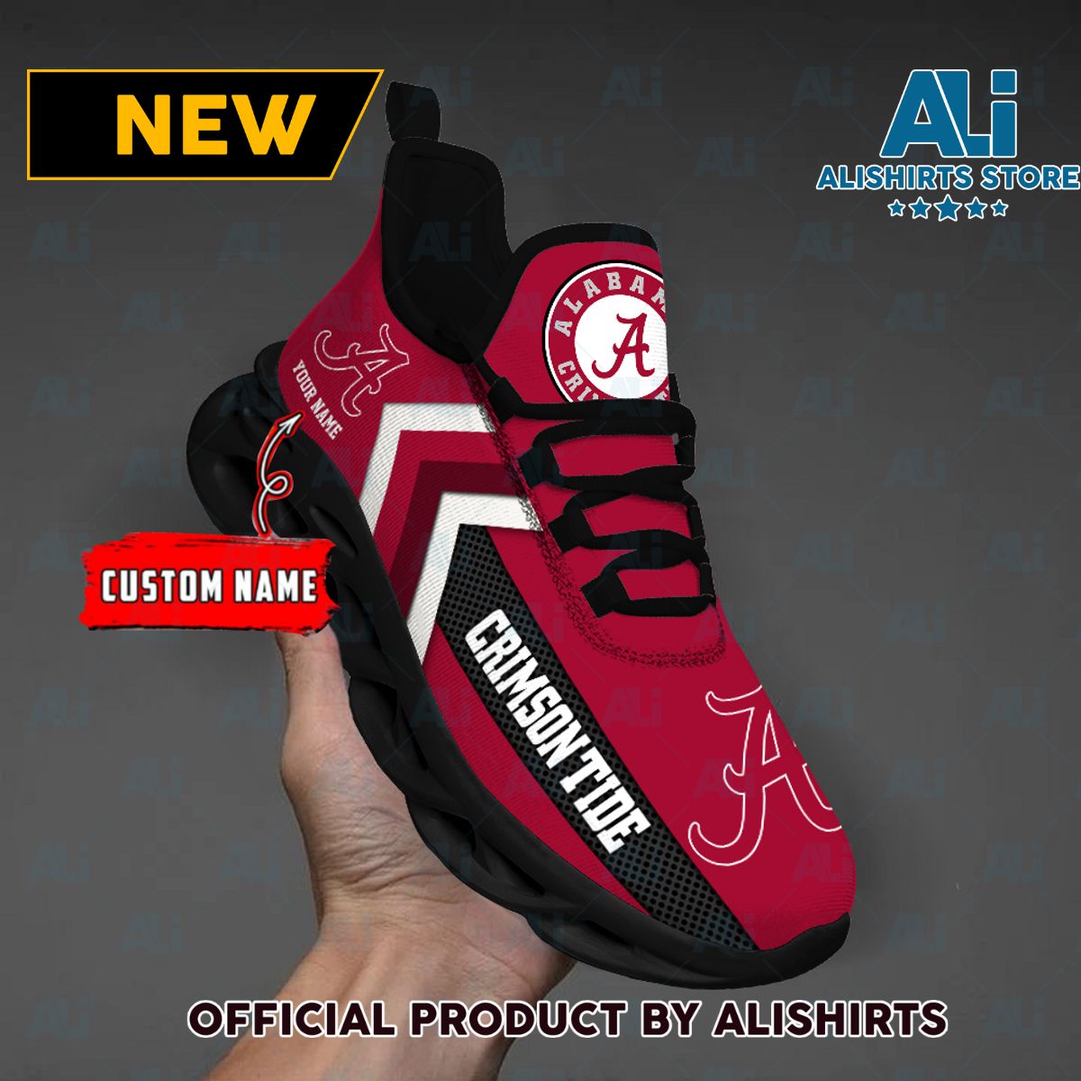 NCAA Alabama Crimson Tide Team Logo Custom Name Max Soul Shoes