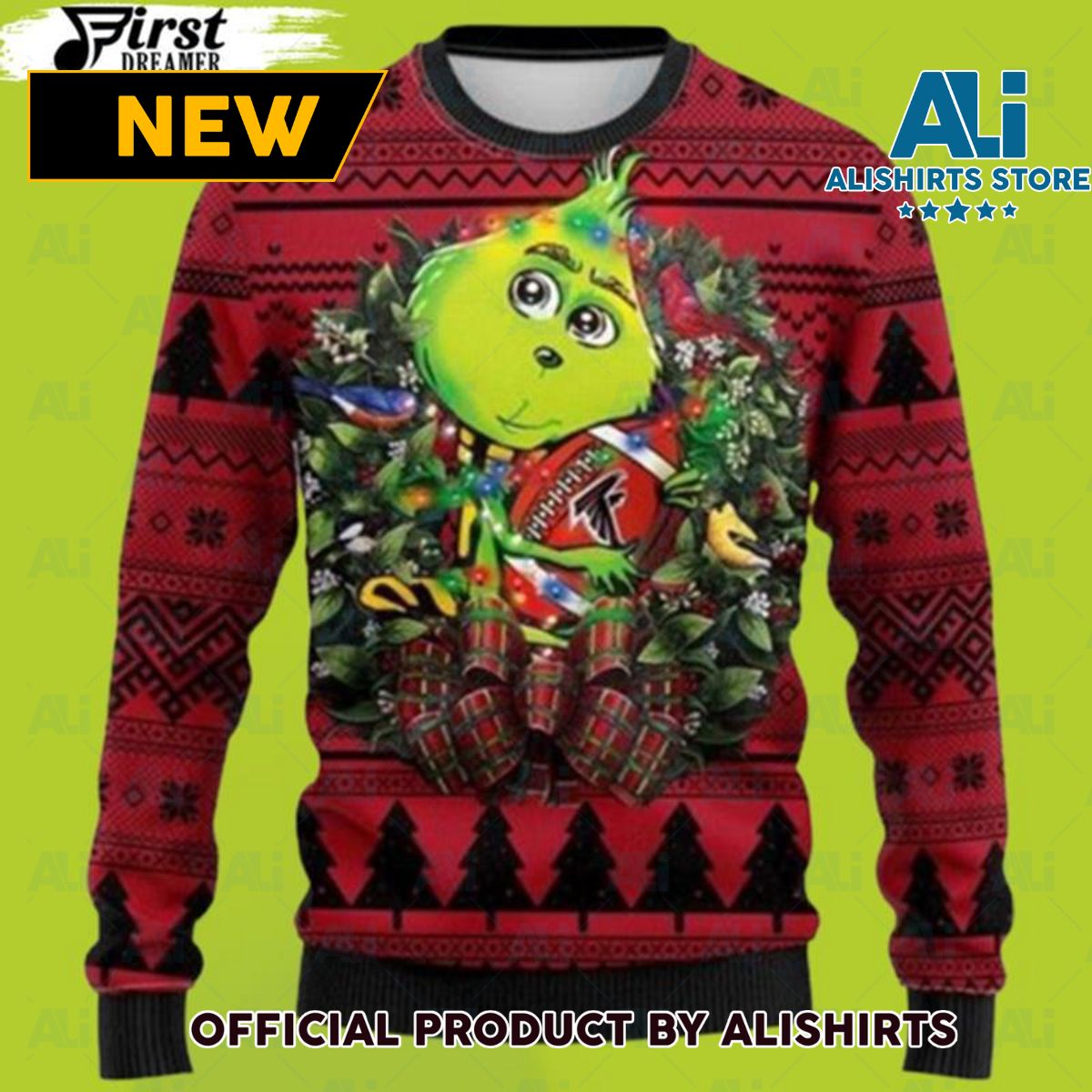 Nfl Atlanta Falcons Grinch Hug Christmas Ugly Sweater