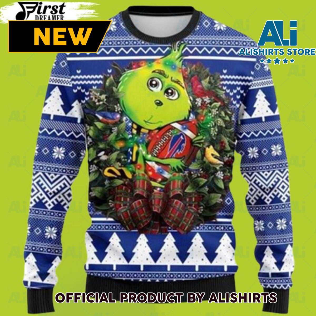 Nfl Buffalo Bills Grinch Hug Christmas Ugly Sweater