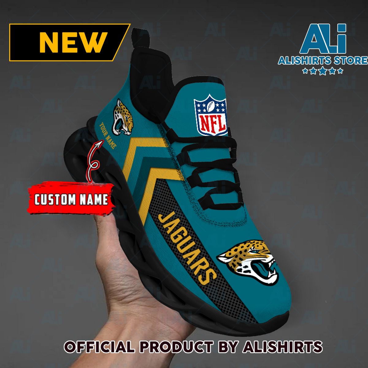 NFL Jacksonville Jaguars Team Logo Custom Name Max Soul Shoes