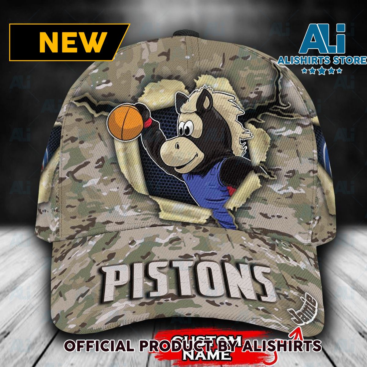 Personalized Detroit Pistons Camo Pattern Classic Cap