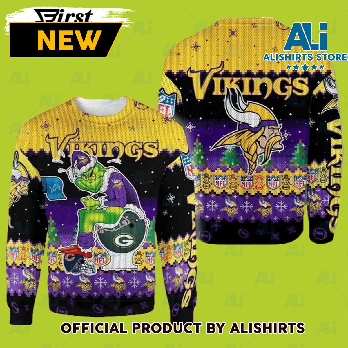 NFL Grinch Minnesota Vikings Ugly Christmas Sweater