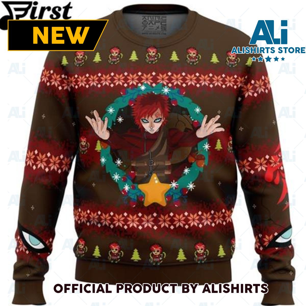 Anime Sweater Gaara Naruto Ugly Christmas Sweater