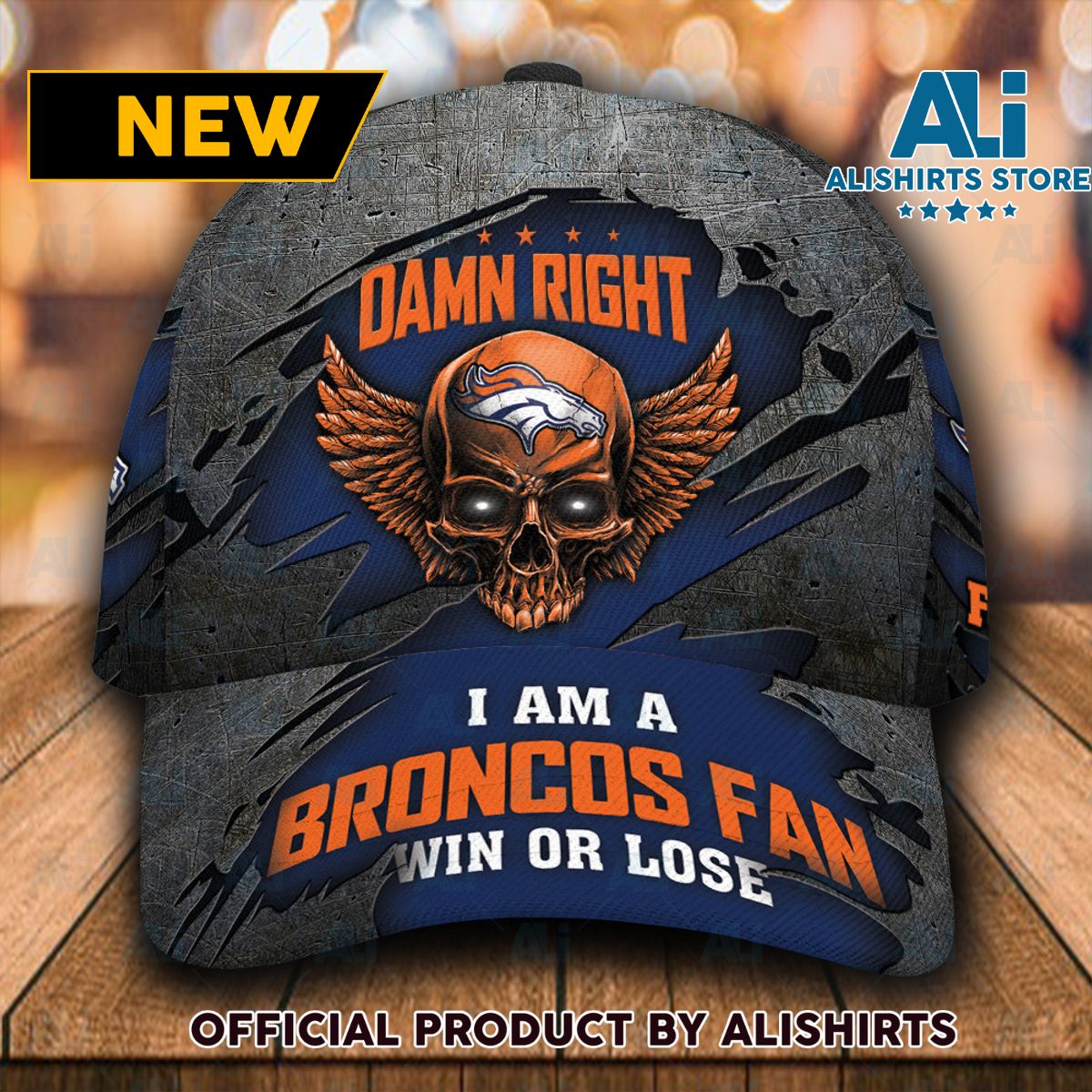 Personalized Denver Broncos Skull Damn Right Text Classic Cap