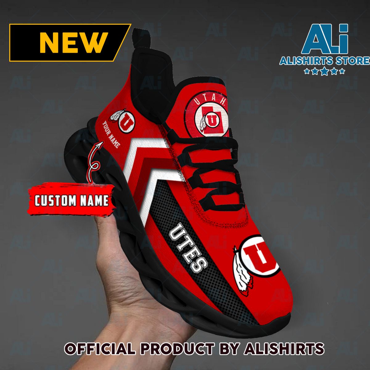 NCAA Utah Utes Team Logo Custom Name Max Soul Shoes