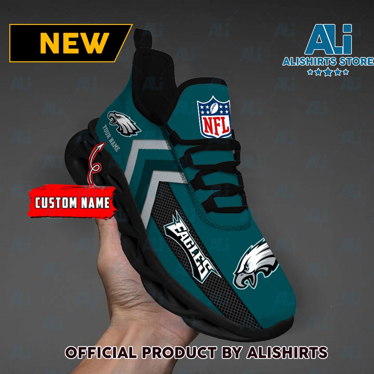 NFL Philadelphia Eagles Team Logo Custom Name Max Soul Shoes