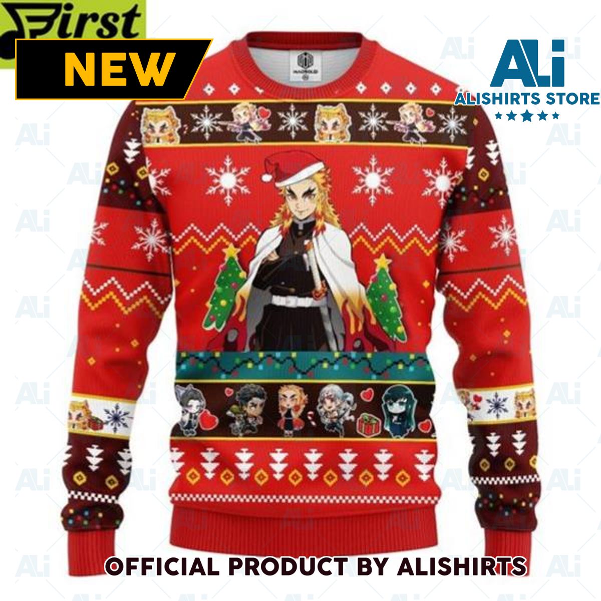 Kyojuro Rengoku Demon Slayer Chibi Demon Slayer Ugly Christmas Sweater