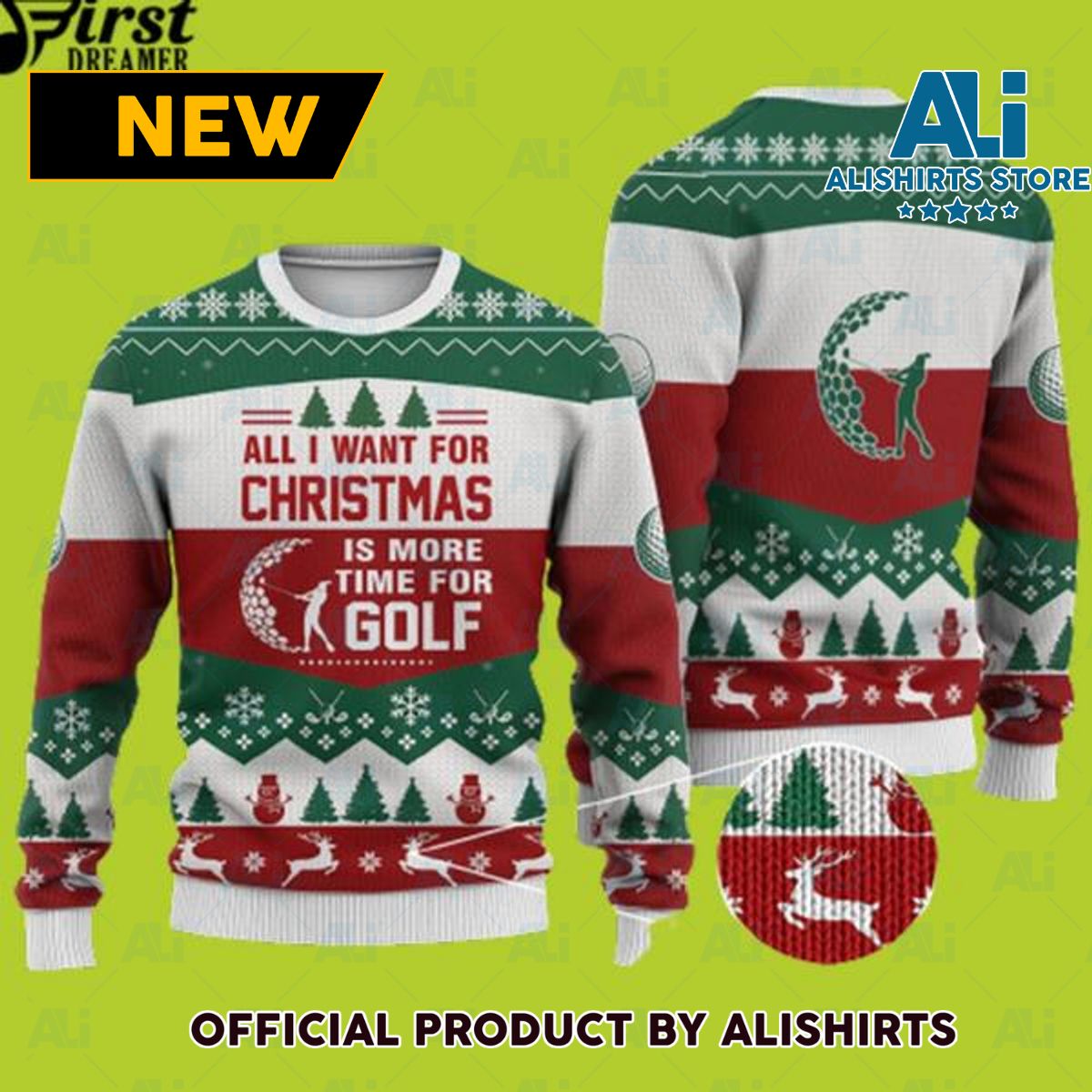 Golf All I Want For Christmas Ugly Christmas Sweater ñ Lover Xmas Sweater Gift