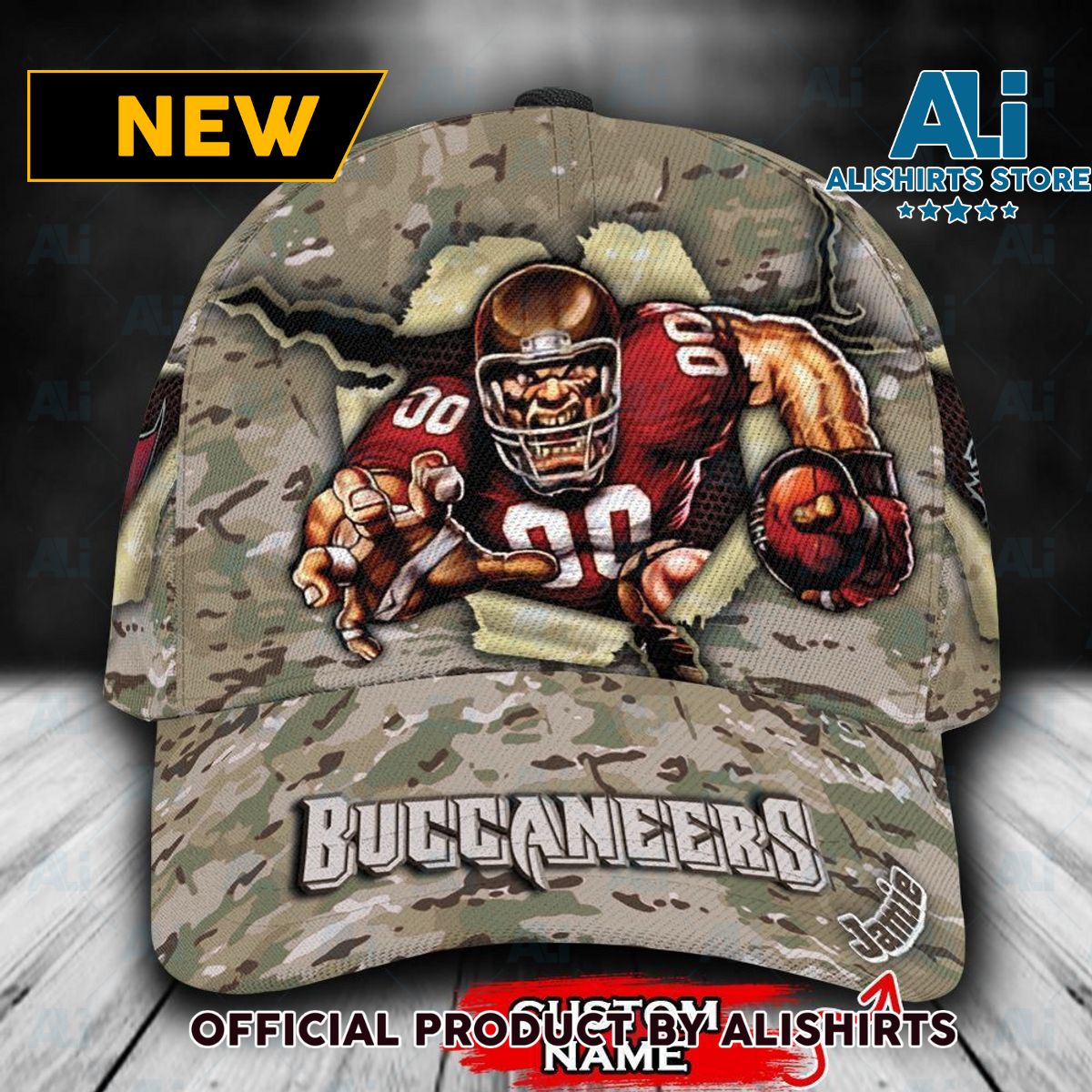 Personalized Tampa Bay Buccaneers Camo Mascot Classic Cap