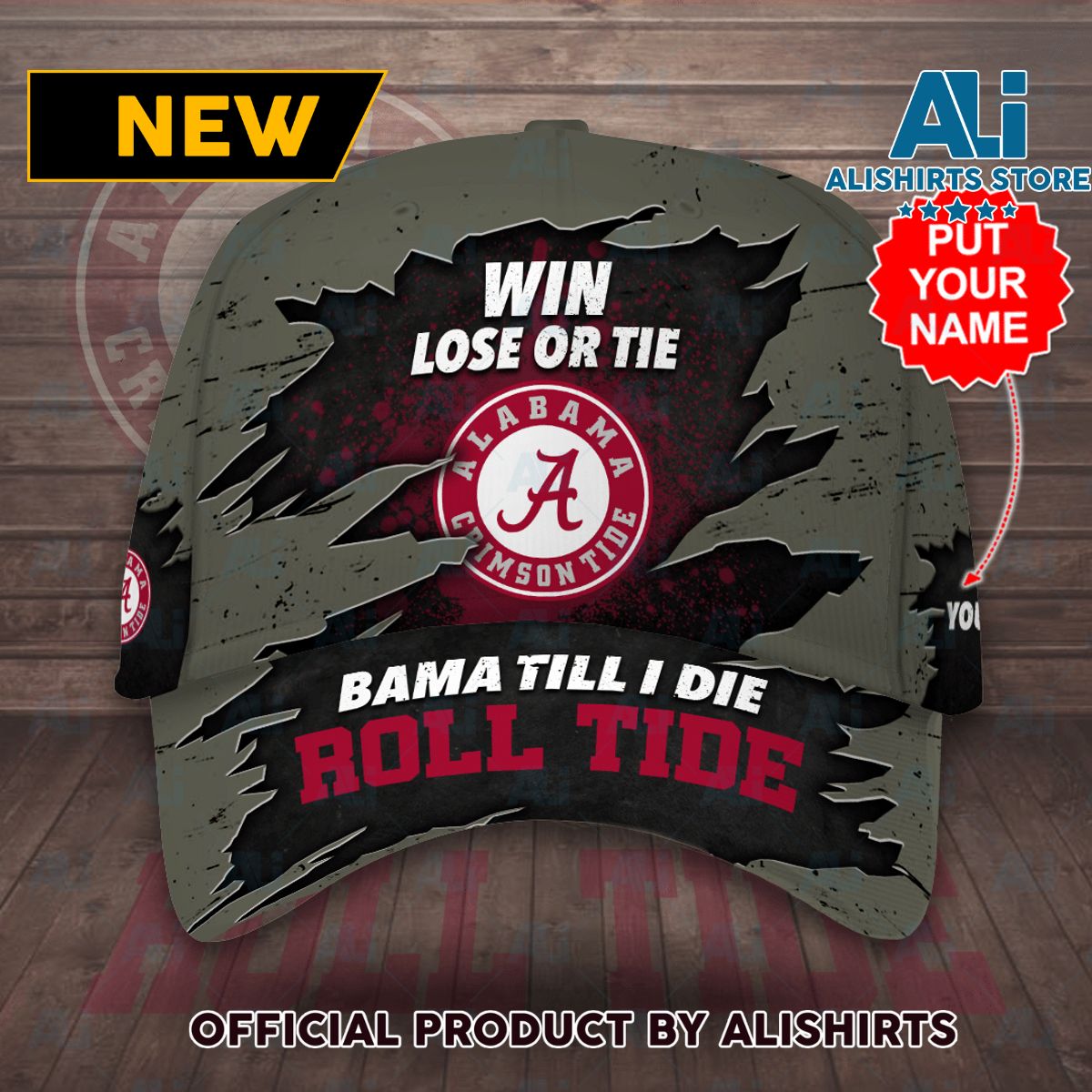 Personalized Alabama Crimson Tide Win Lose or Tie Bama Till I Die Classic Baseball Cap