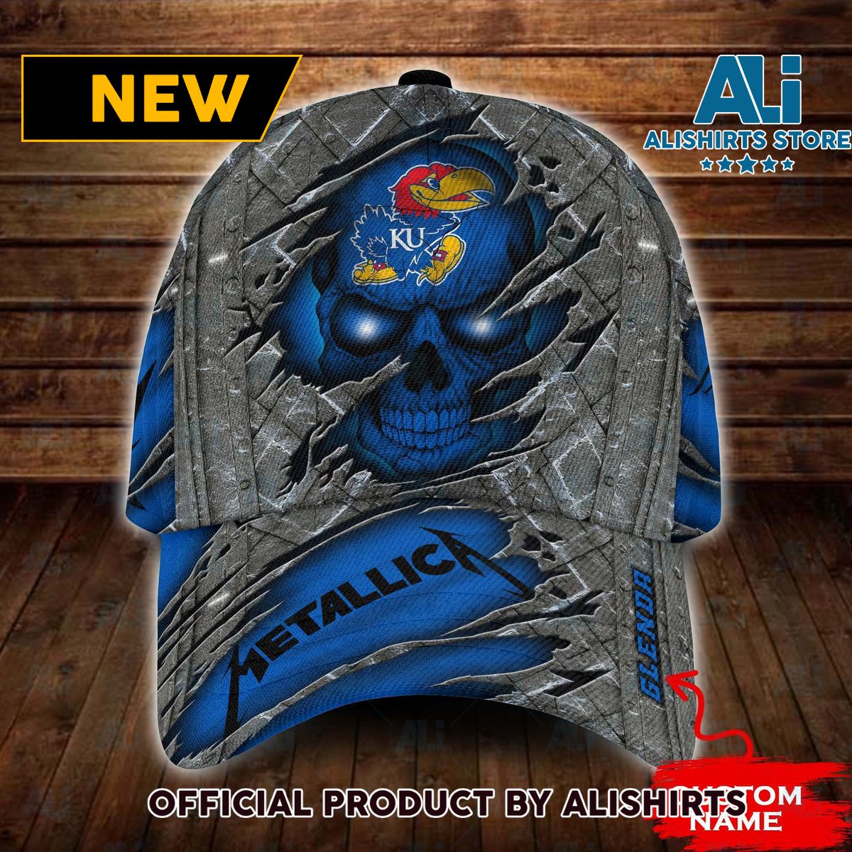 Personalized Kansas Jayhawks Skull Metallica Classic Cap