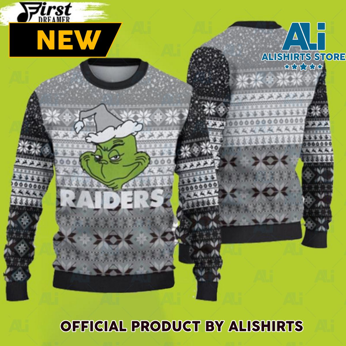 Las Vegas Raiders Christmas Grinch Ugly Christmas Sweater Raiders Christmas Sweater