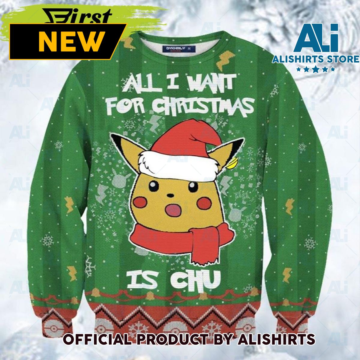 Pokemon Ugly Christmas Sweater Pikachu Pokemon All I Want For Christmas Is Chu