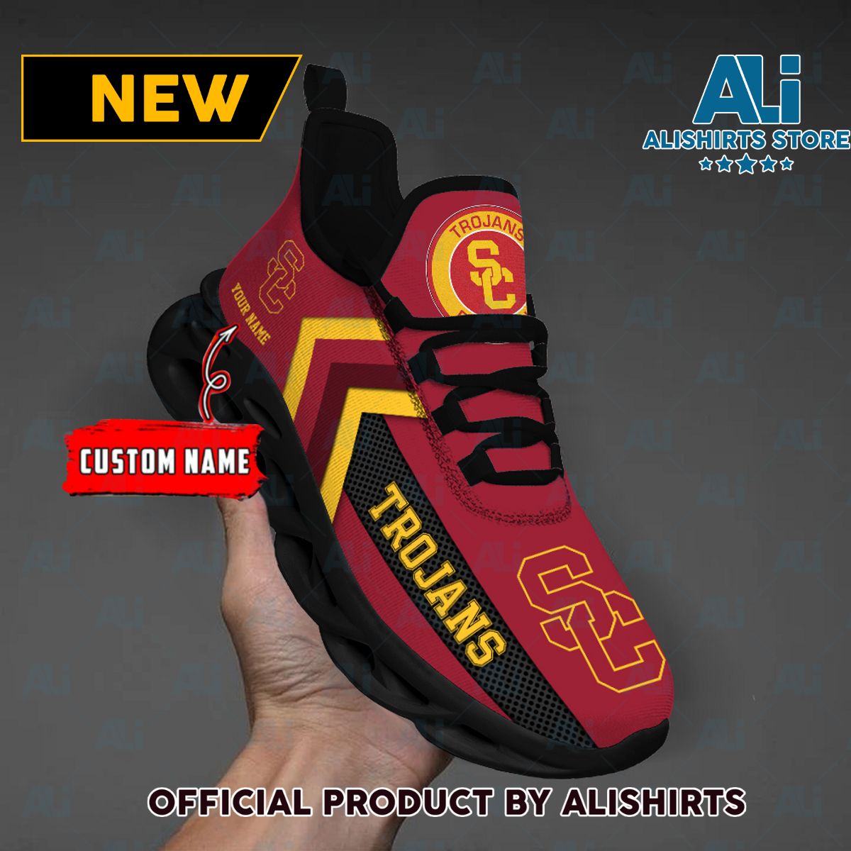 NCAA USC Trojans Team Logo Custom Name Max Soul Shoes