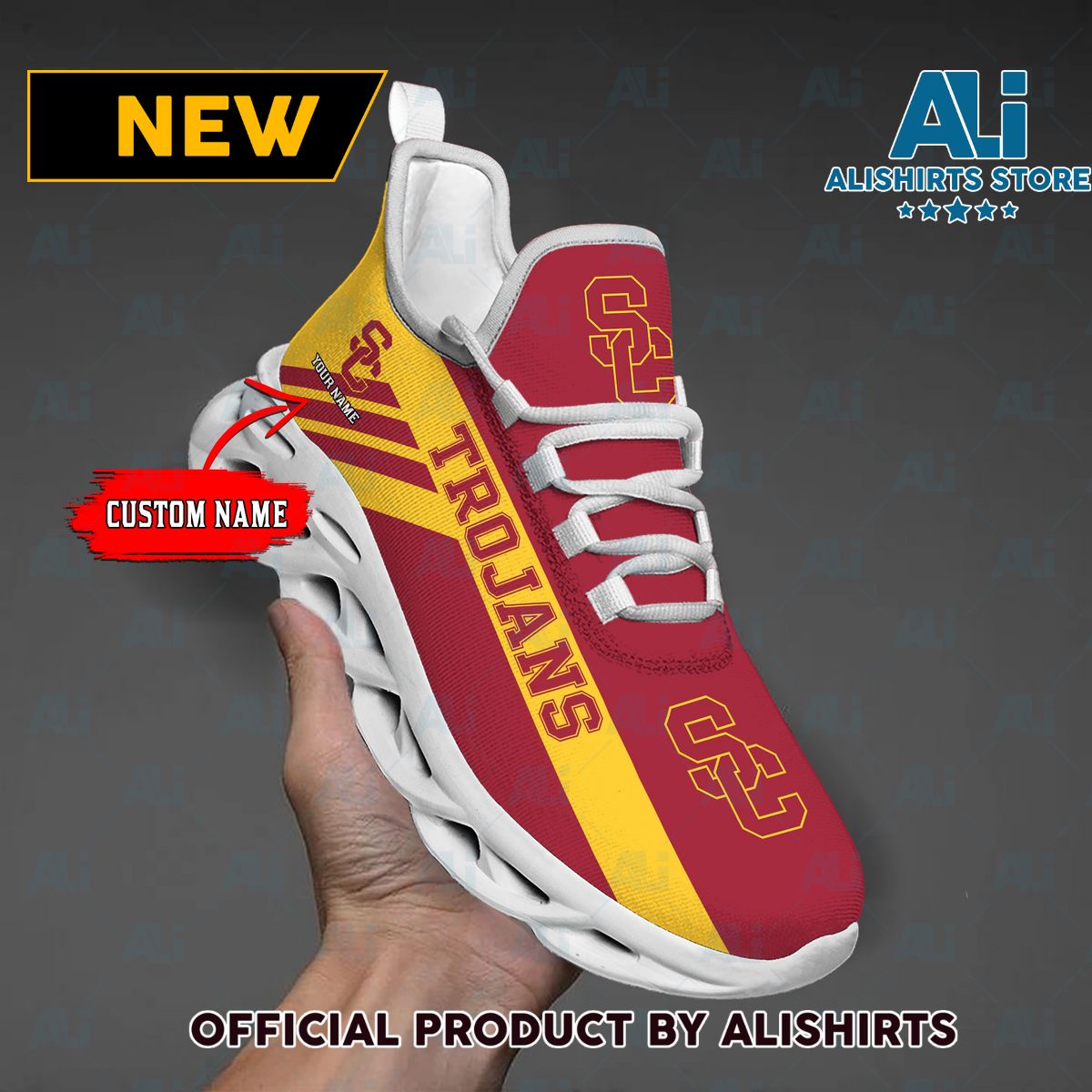 NCAA 1 USC Trojans Custom Name Max Soul Shoes