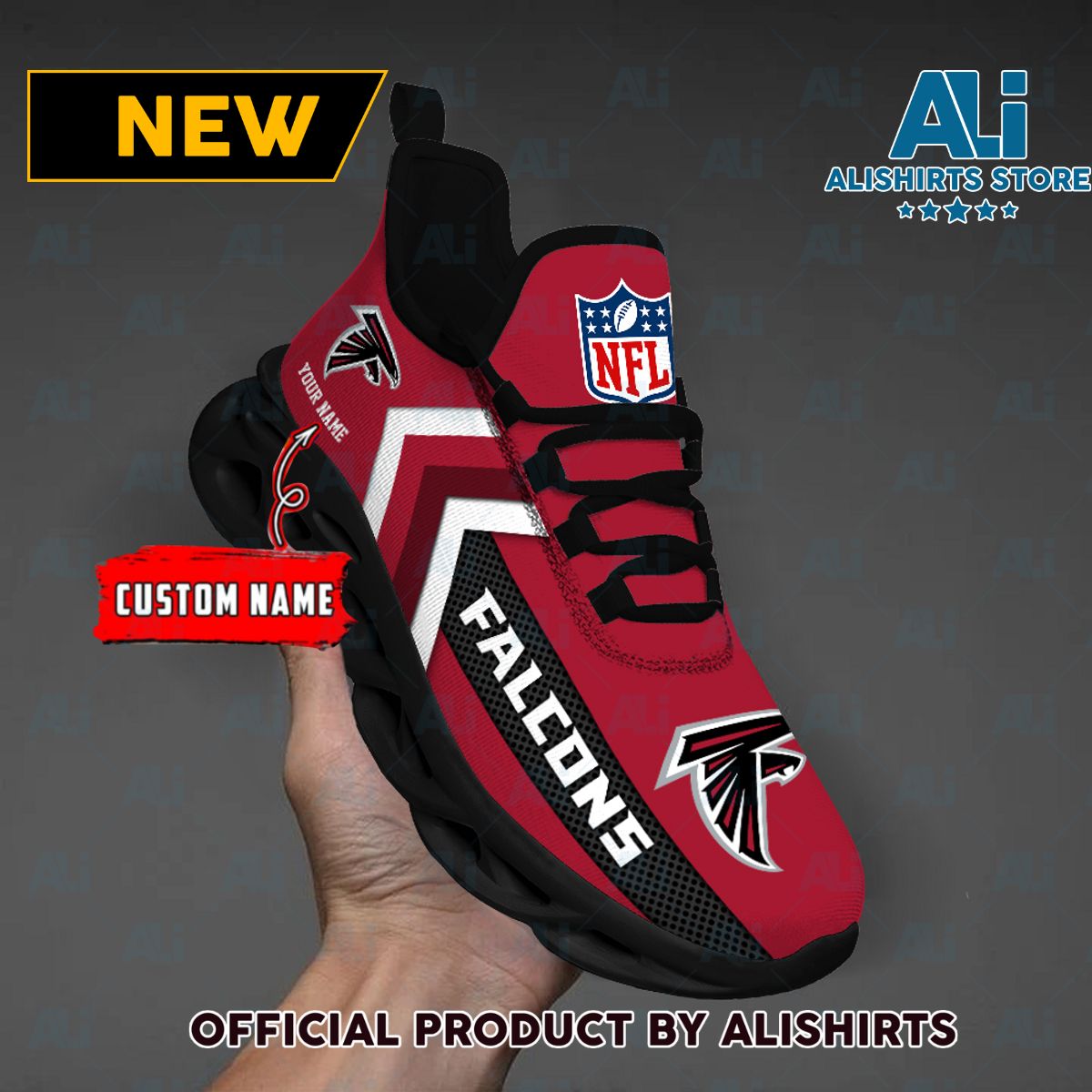 NFL Atlanta Falcons Team Logo Custom Name Max Soul Shoes