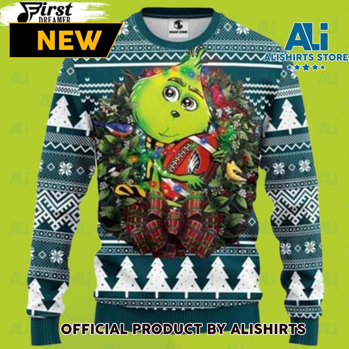 Nfl Philadelphia Eagles Grinch Hug Christmas Ugly Sweater