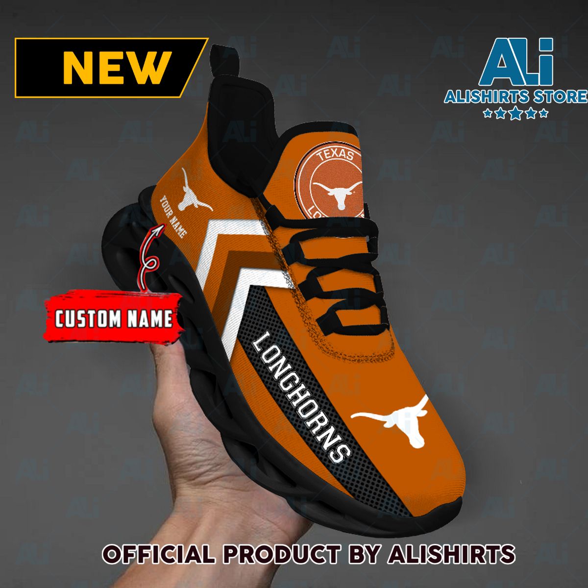 NCAA Texas Longhorns Team Logo Custom Name Max Soul Shoes