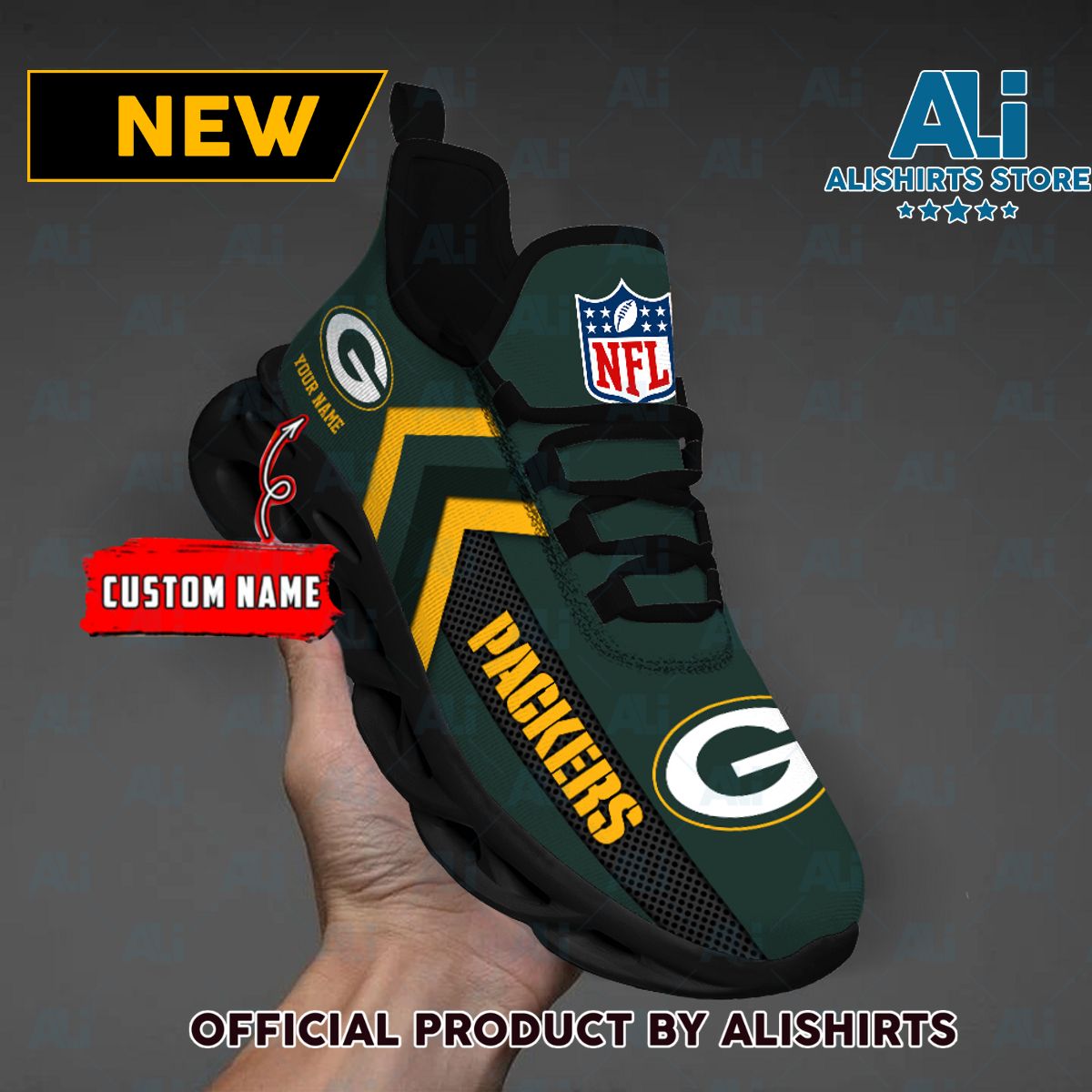 NFL Green Bay Packers Team Logo Custom Name Max Soul Shoes