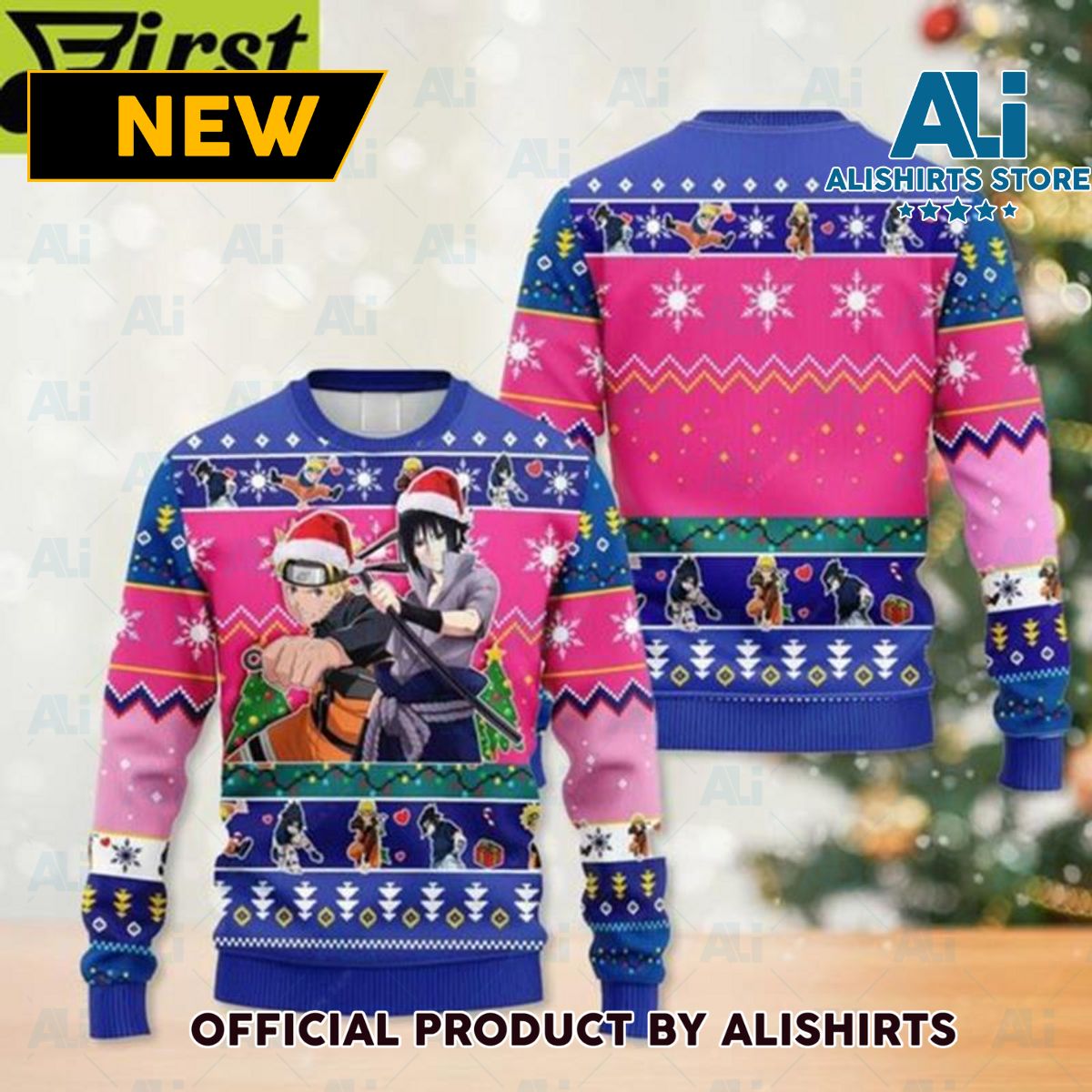 Anime Ugly Christmas Sweater Naruto And Sasuke 3D Ugliest Christmas Sweater Ever