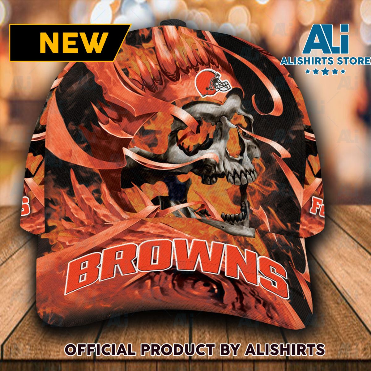 Personalized Cleveland Browns Flame Skull Classic Cap