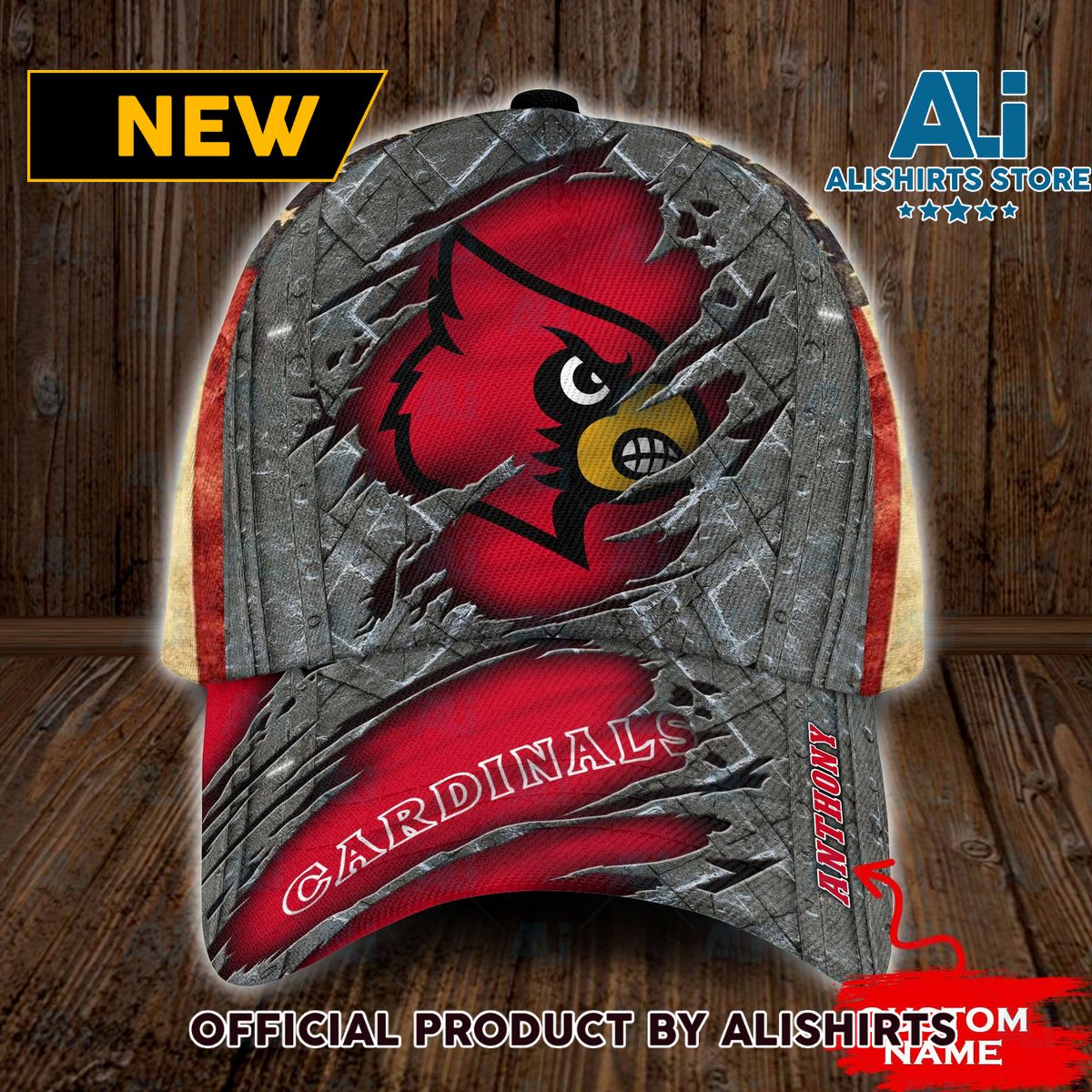 Personalized Louisville Cardinals USA Flag Classic Cap