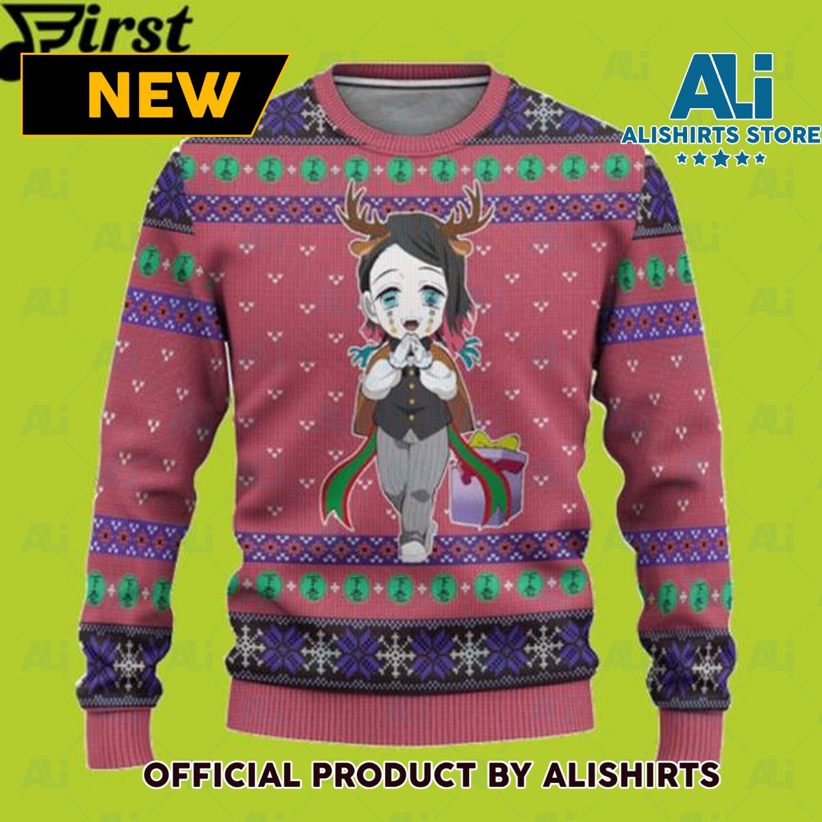 Enmu Kibutsuji Red Demon Slayer Chibi Demon Slayer Ugly Christmas Sweater