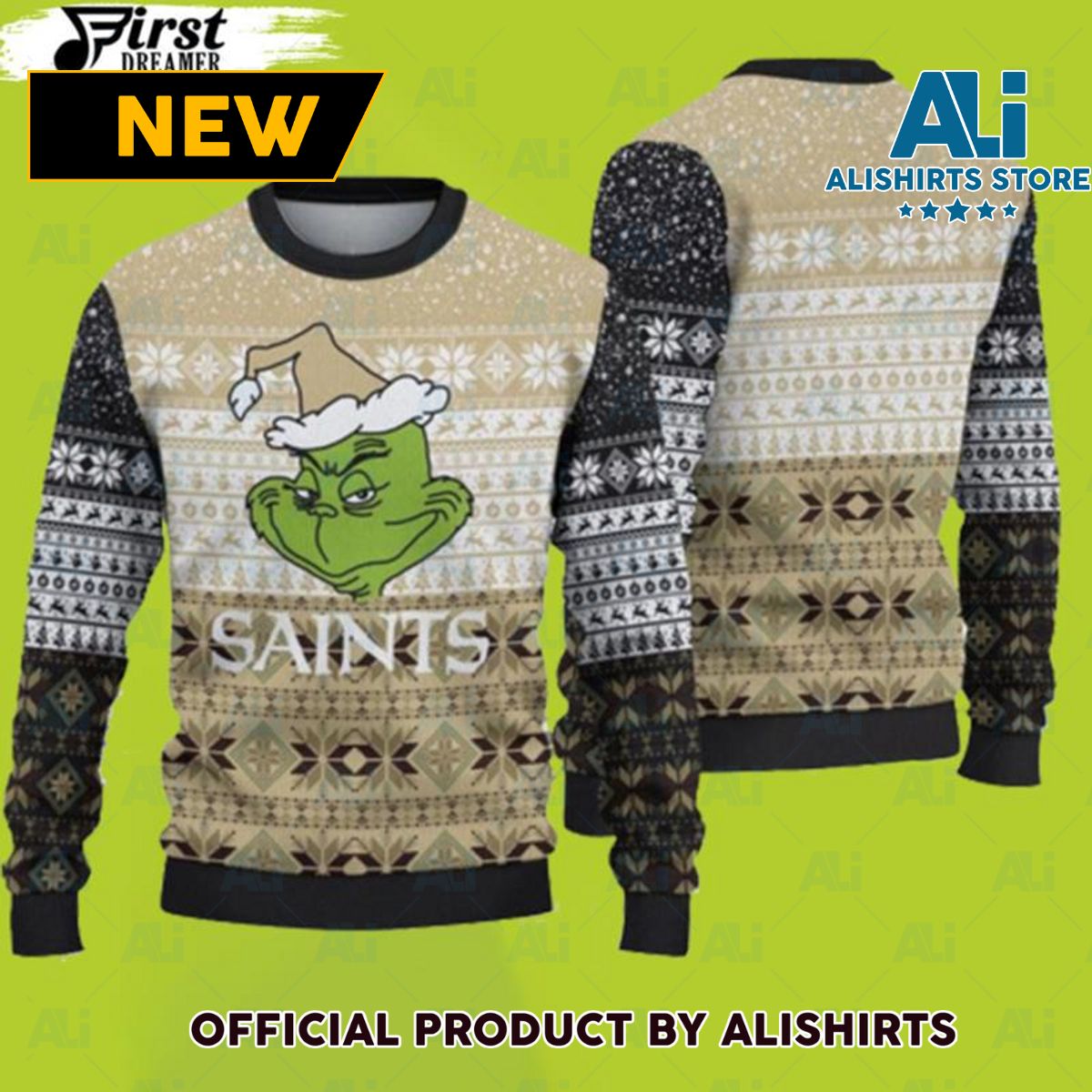 New Orleans Saints Christmas Grinch Ugly Christmas Sweater Saints Christmas Sweater