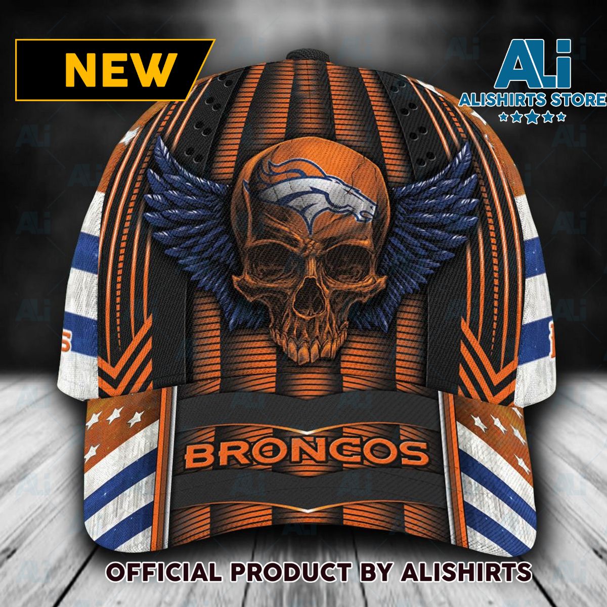 Personalized Denver Broncos Skull Wings Classic Cap