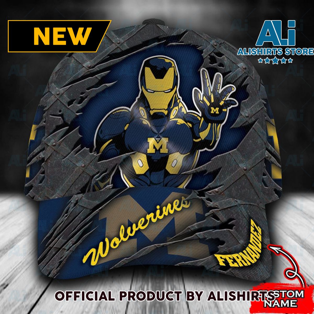 Personalized Michigan Wolverines Iron Man Classic Cap