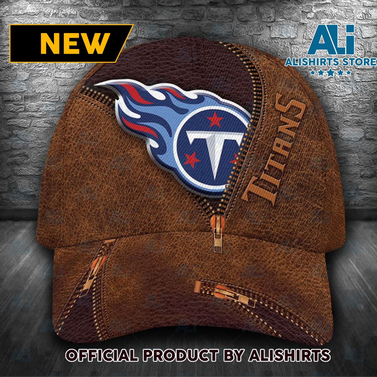 Personalized Tennessee Titans Brown Leather Classic Cap