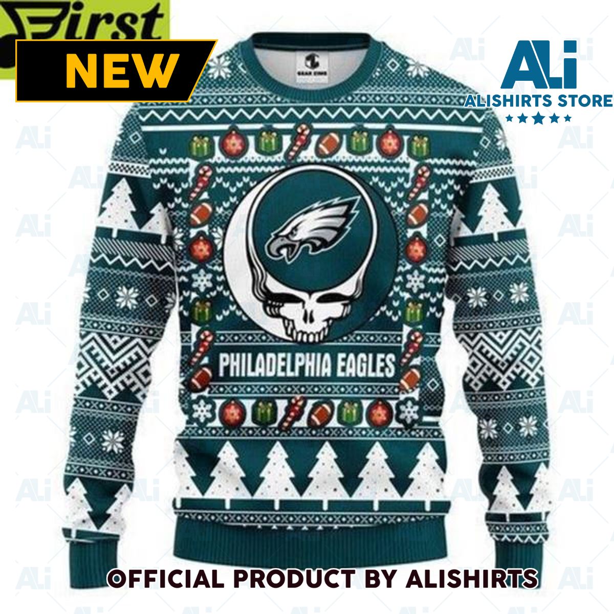 Philadelphia Eagles Grateful Dead Ugly Christmas Sweater